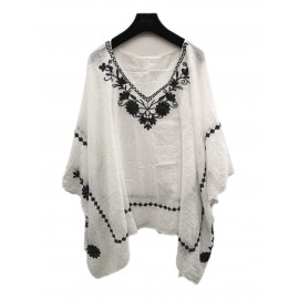 Poncho été Broder noir / blanc